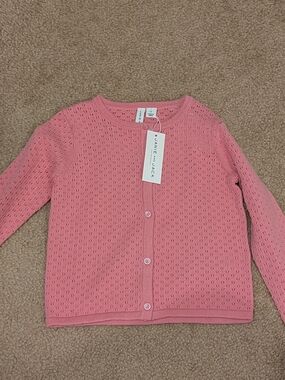 Janie and Jack Dusty Rose Eyelet Knit Cardigan